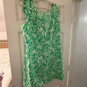 Lilly Pulitzer Green and White Leaf Print Mini Dress
